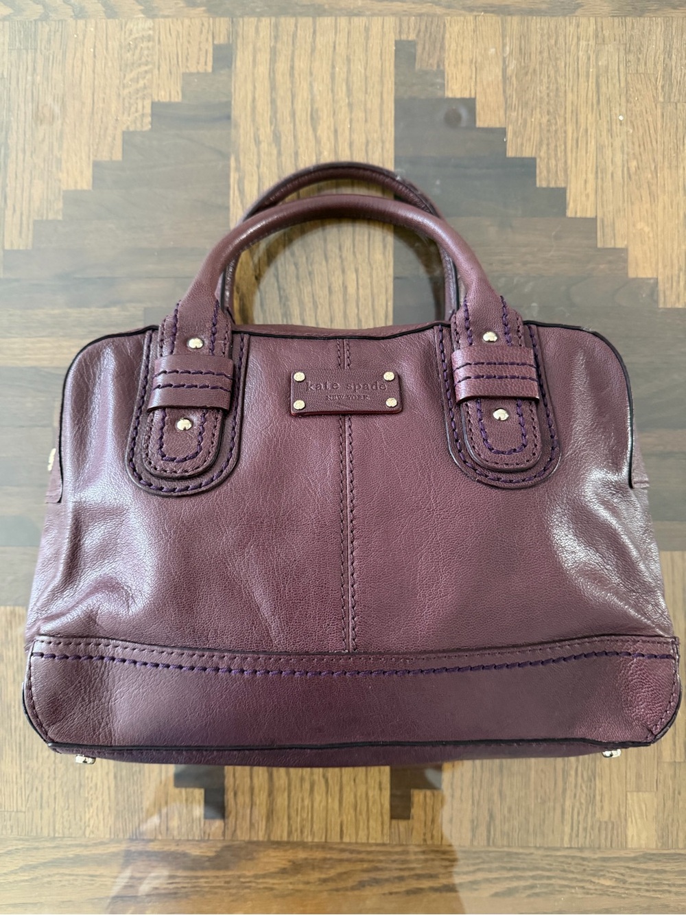 kate spade purple/eggplant leather satchel